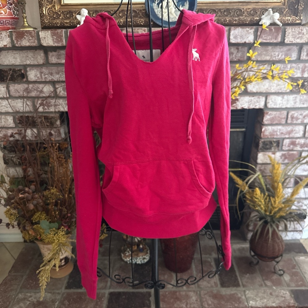 Abercrombie & Fitch Women Pullover Hoodie with Pocket Size Small Hot Pink